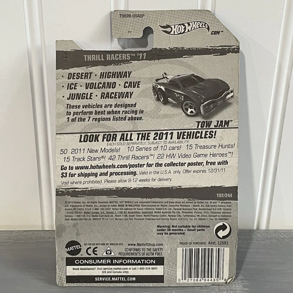 Hot Wheels Tow Jam 192/244 Thrill Racers Highway '11 New In‎ Package